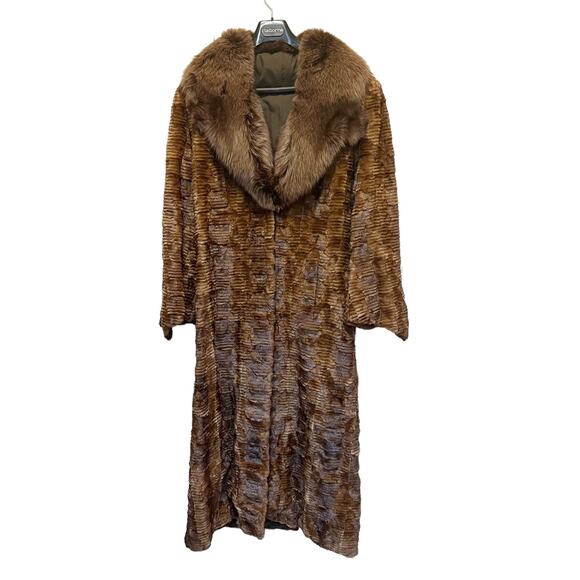 Vintage Filimegas Brown Mink Long Fur Winter Coat Size Medium - Picture 2 of 16